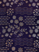 Navy Blue Pure Banarasi Organza Silk Saree with Floral Zari Brocade