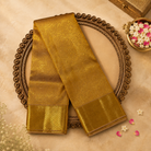 Golden Kanchivaram Pure Brocade Silk Saree with Jaal Weave & Gold Zari Border