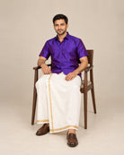 Purple Plain Raw Silk Shirt