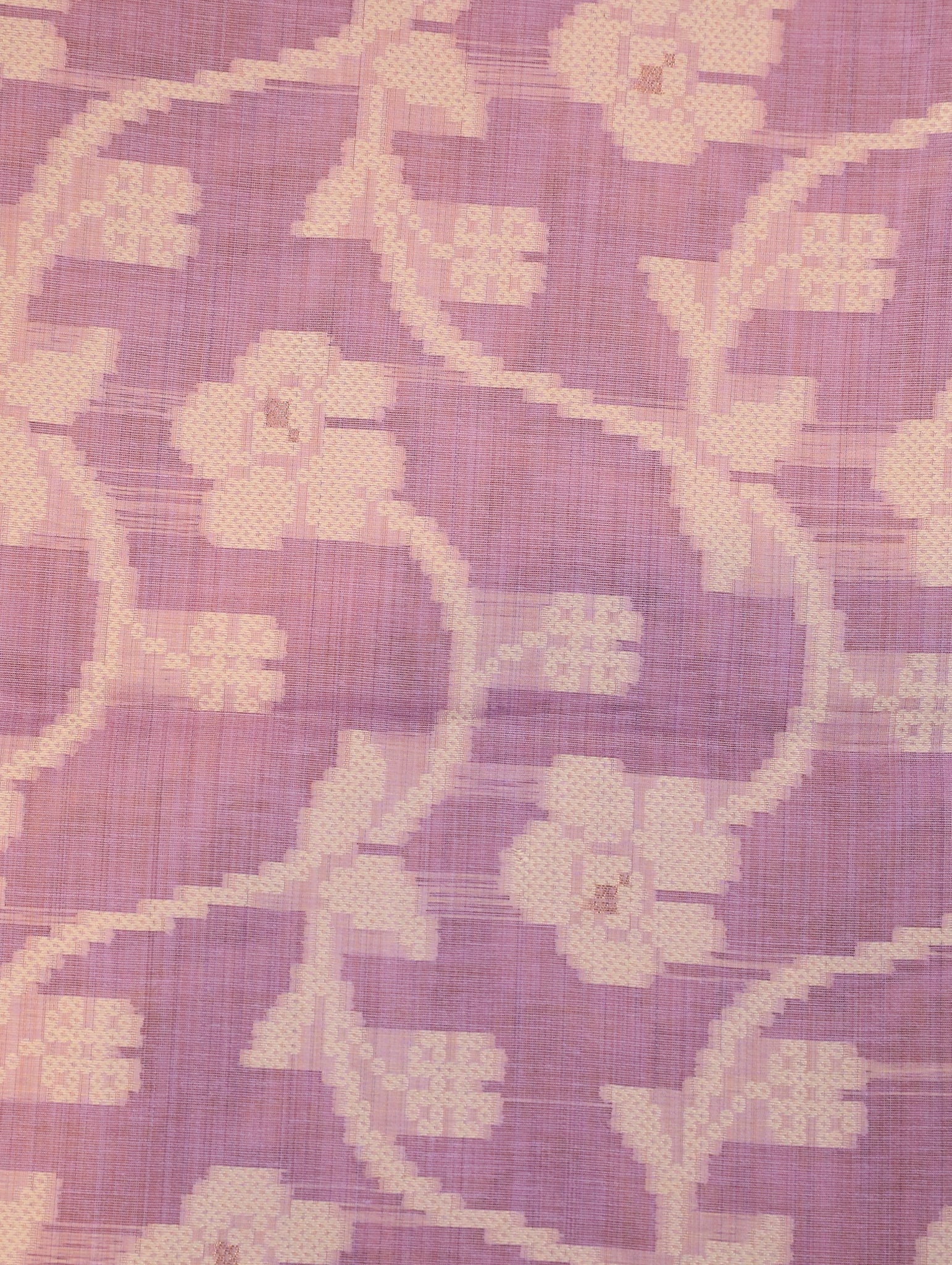 Lavender Mulmul Cotton Saree with Floral Bandhani Design & Border