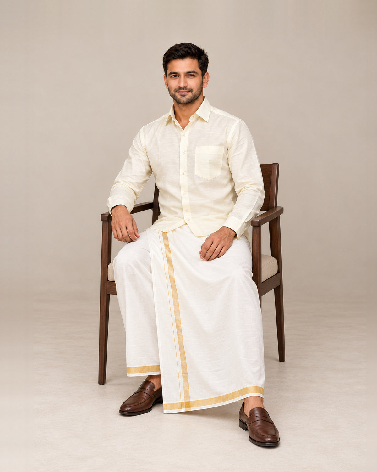 Off-White Plain Raw Silk Shirt