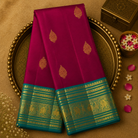 Magenta Kanjeevaram Silk Saree with Gold Zari Motifs