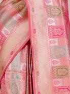 Blush Pink Pure Banarasi Brocade Silk Saree with Meenakari Work - detail