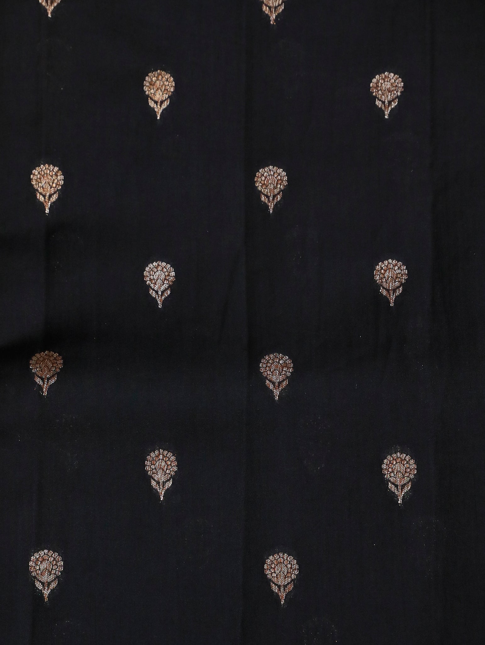 Black Pure Banarasi Matka Silk Saree with Zari Buttas & Red Floral Border