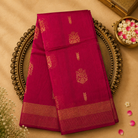 Rani Pink Pure Silk Cotton Saree with Gold Zari Motifs