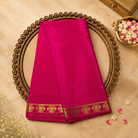 Bright Pink Pure Mysore Crepe Silk Saree with Peacock Zari Border & Pink Blouse