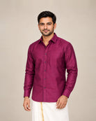 Purple Plum Plain Raw Silk Shirt