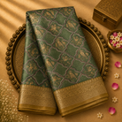 Pista Green Maheshwari Cotton Saree with Bird Print & Zari Border