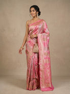 Blush Pink Pure Banarasi Brocade Silk Saree with Meenakari Work - detail