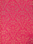 Hot Pink Pure Mysore Silk Saree with Floral Zari Brocade & Border