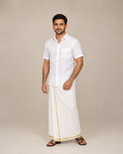 White Plain Raw Silk Shirt