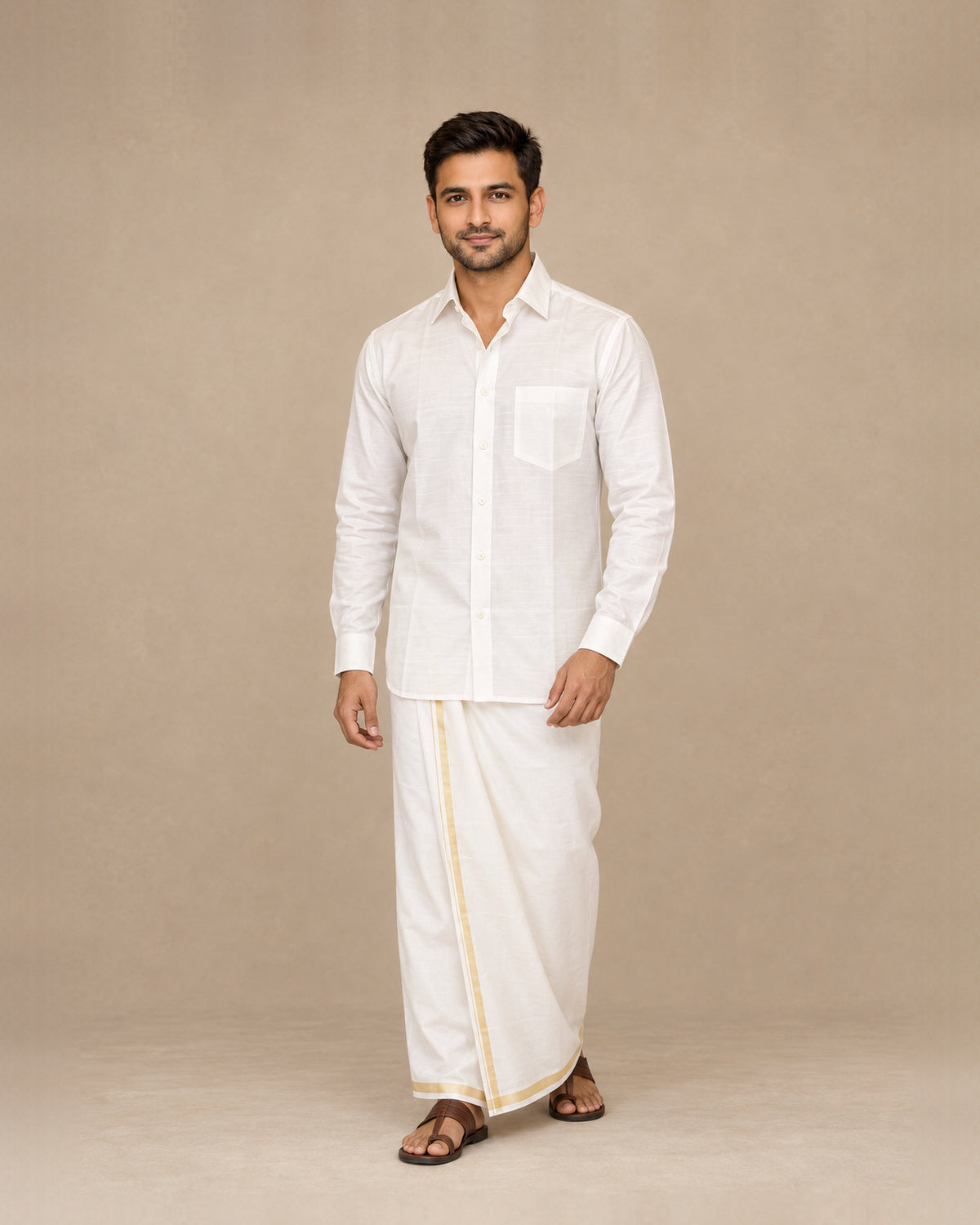 White Plain Raw Silk Shirt