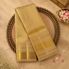 Ivory Kanchivaram Pure Brocade Silk Saree with Gold Zari Buttas