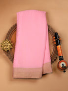 Light Pink Mysore Georgette Silk Saree with Zari Detail & Border