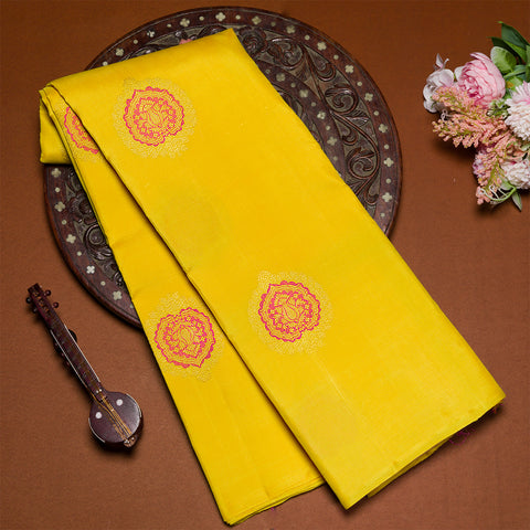 Lightning Yellow Kanjivaram Silk Saree