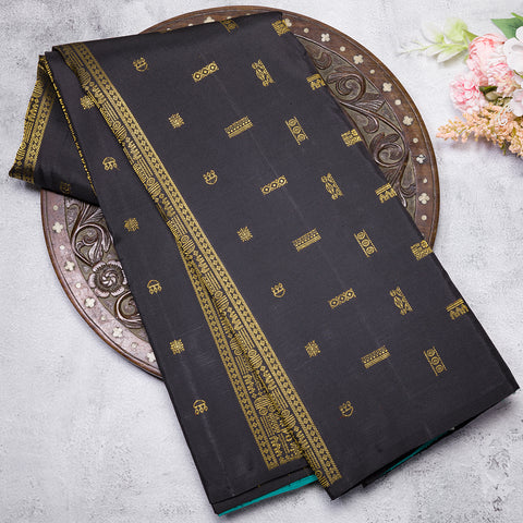 Dark Grey Kanjivaram Silk Saree