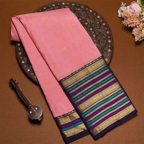 Ruddy Pink Kanjivaram Silk Saree