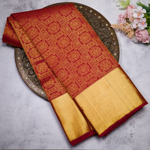 Old Brick Red Kanjivaram Silk Saree