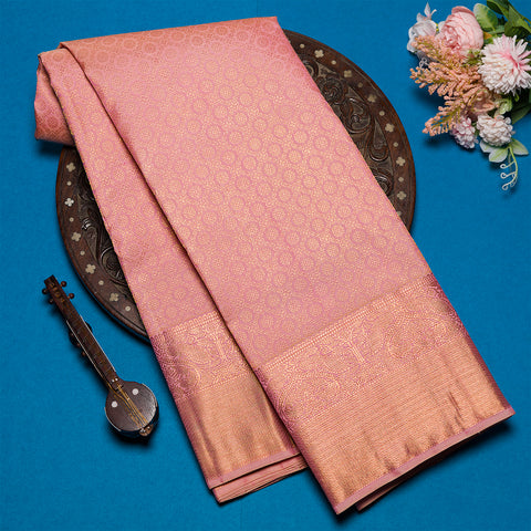 Ruddy Pink Kanjivaram Silk Saree