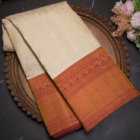 Ivory Kanjivaram Silk Saree