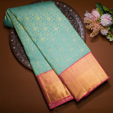 Pale Teal Kanjivaram Silk Saree