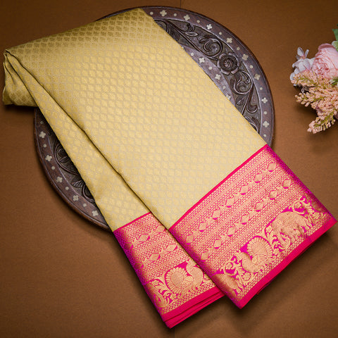 Very Light Brown Kanjivaram Silk Saree