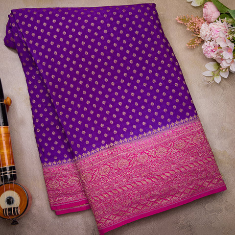 Purple Pure Banaras Crepe Silk Saree