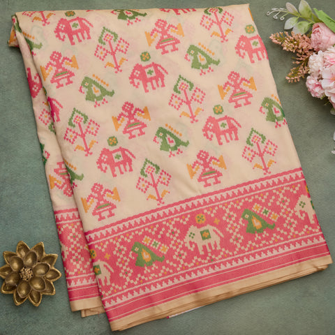 Off-white Semi Banarasi Silk Saree