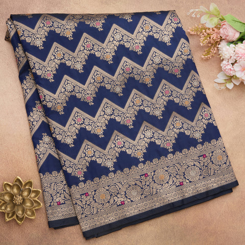Royal Blue Semi Banarasi Saree
