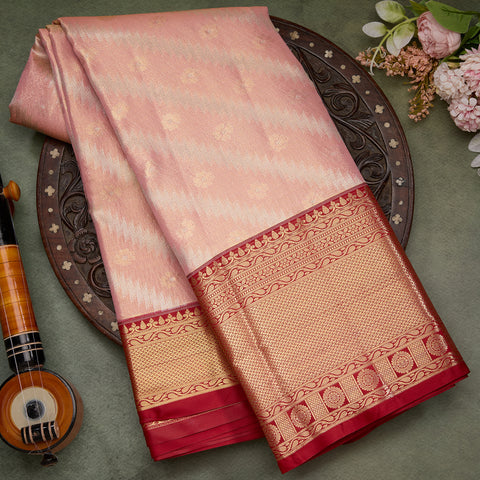 Light Pink with Dark Pink Brocade Silk Saree