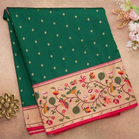 Green Semi-Banarasi Silk Saree