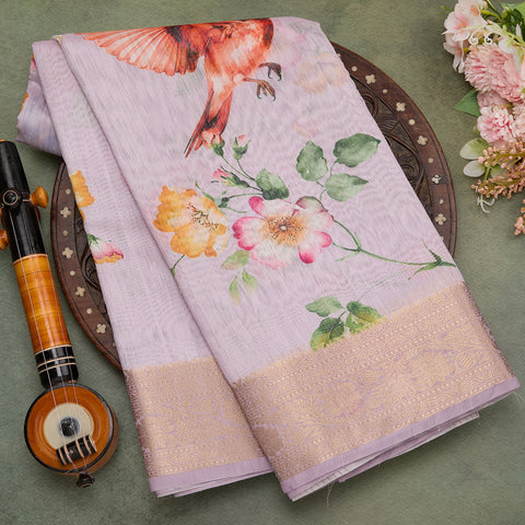 light lavender jute cotton saree
