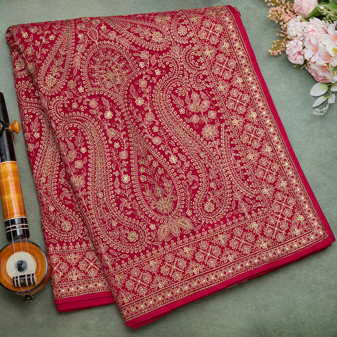 Rani Pink Designer Embroidery Saree