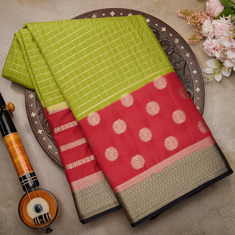 Lemon Green Crepe Silk Saree