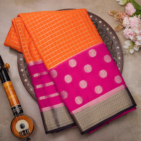 Orange Crepe Silk Saree
