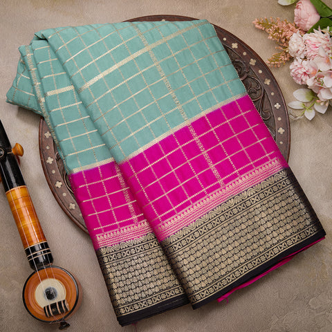 Pastel Blue Crepe Silk Saree