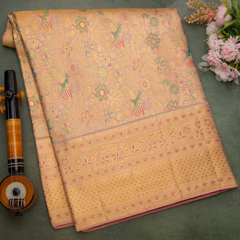Mustard Gold Pure Kanjeevaram Tissue Silk Saree
