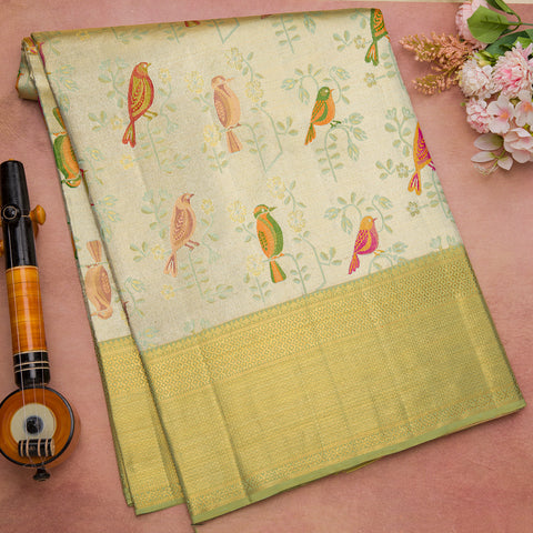 Pista Gold Pure Kanjeevaram Tissue Silk Saree