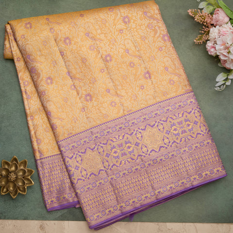 Gold Pure Tissue Kanjeevaram Silk Saree