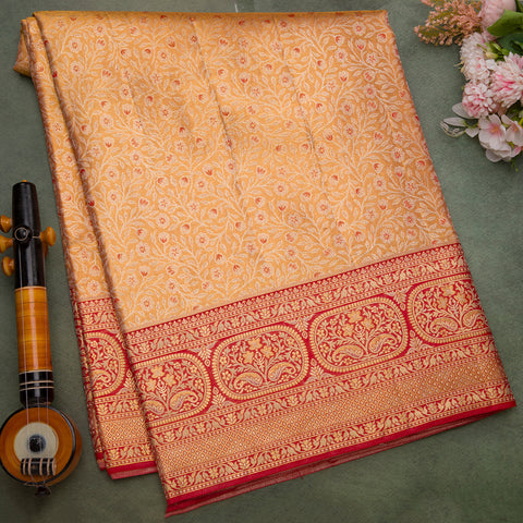 Antique Gold Pure Kanjeevaram Tissue Silk Saree