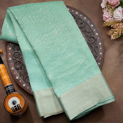Pista Green Mysore Crepe Brocade Saree