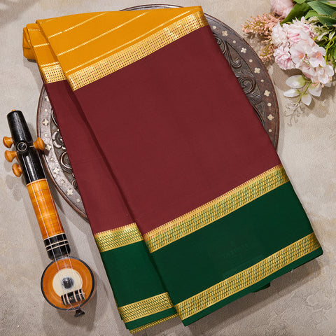 Multi colour Pure Mysore Crepe Silk Saree