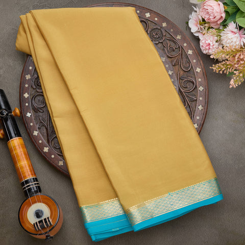 Mustard Mysore Silk Crepe Brocade Saree