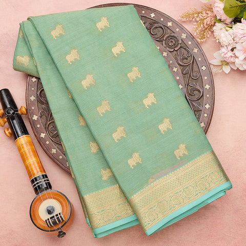 Pista Green Mysore Silk Tissue Georgette Saree
