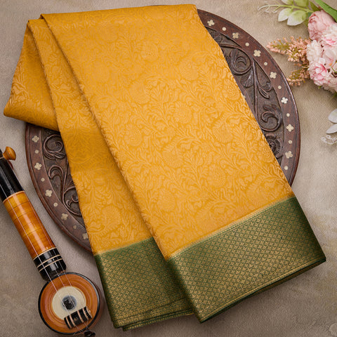 Mustard Pure Mysore Brocade Silk Saree