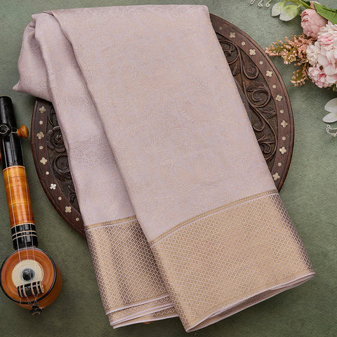Off-White Mysore Crepe Silk Brocade Saree