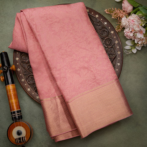 Light Pink Pure Mysore Brocade Silk Saree