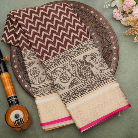 Maroon Mysore Printed Crepe Saree