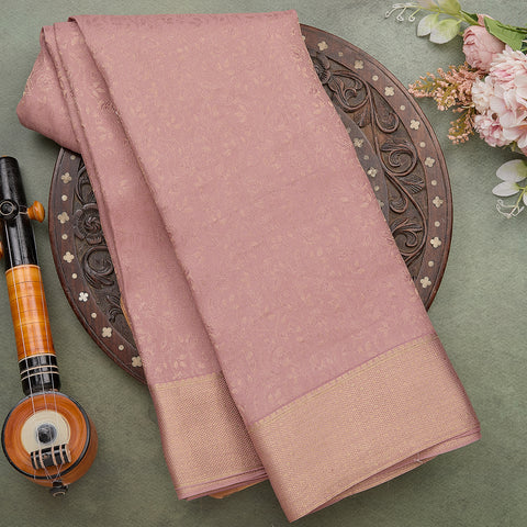 Onion Pink Mysore Crepe Brocade Silk Saree