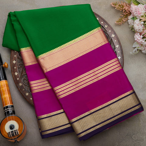 Greenwith Magenta Pure 3D Mysore Silk Saree